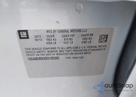 2014 Cadillac Ats Luxury из США, поврежденный, VIN 1G6AB5RXXE0105036